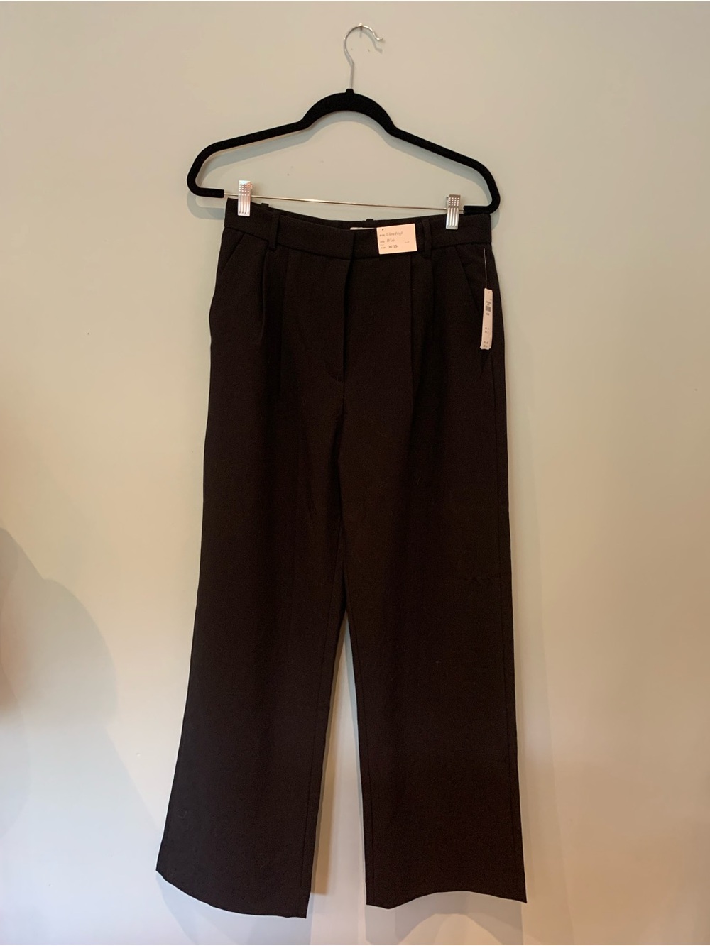 Abercrombie & Fitch Black Sloane Wide Leg Trousers, Size 10 Long